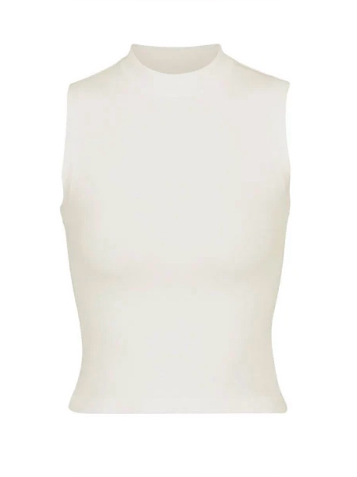 Skims Sleeveless Mock Neck Tank Top - Bone White